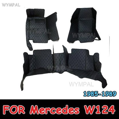 Custom Automotive Car Floor Mats For Mercedes W124 1985 1986 1987 1988 1989 Auto Luxury Leather Men Women Car Mats Full Coverage