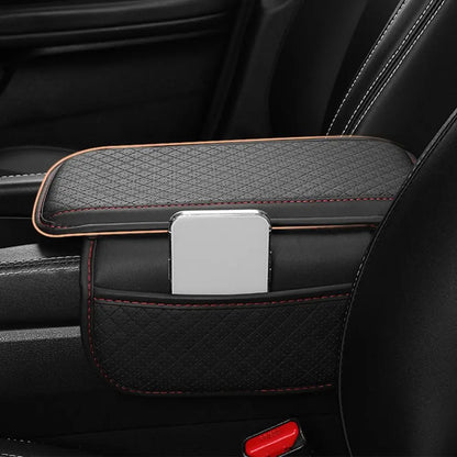 Universal Auto Armrest Pad PU Leather Durable Center Console Cushion with Storage Pocket Waterproof Car Armrest Cover Vehicle
