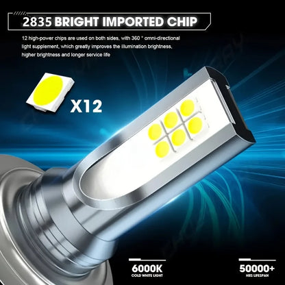 Kit Lâmpada LED H7 12SMD 4 Peças - Farol Alto/Baixo Branco 6000K