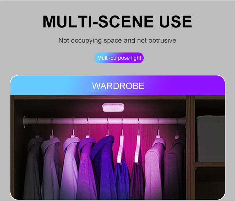 LED Touch Light Mini Wireless Car Interior Lighting Auto Roof Ceiling Reading Lamp for Trunk Storage Box USB Charging