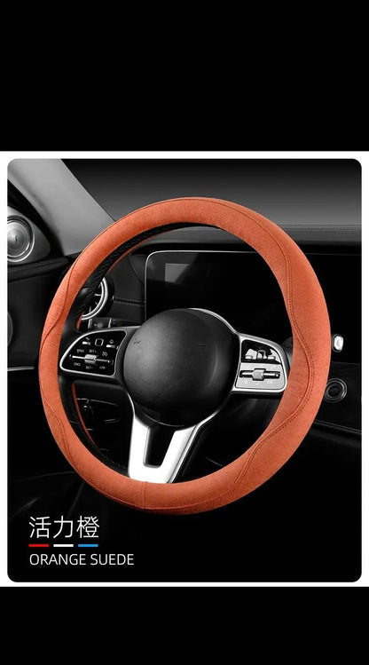Steering Wheel Cover, Colorful Thread Suede, New Style, Sweat-Absorbent, Non-Slip, Wear-Resistant, Suitable for All Seasons