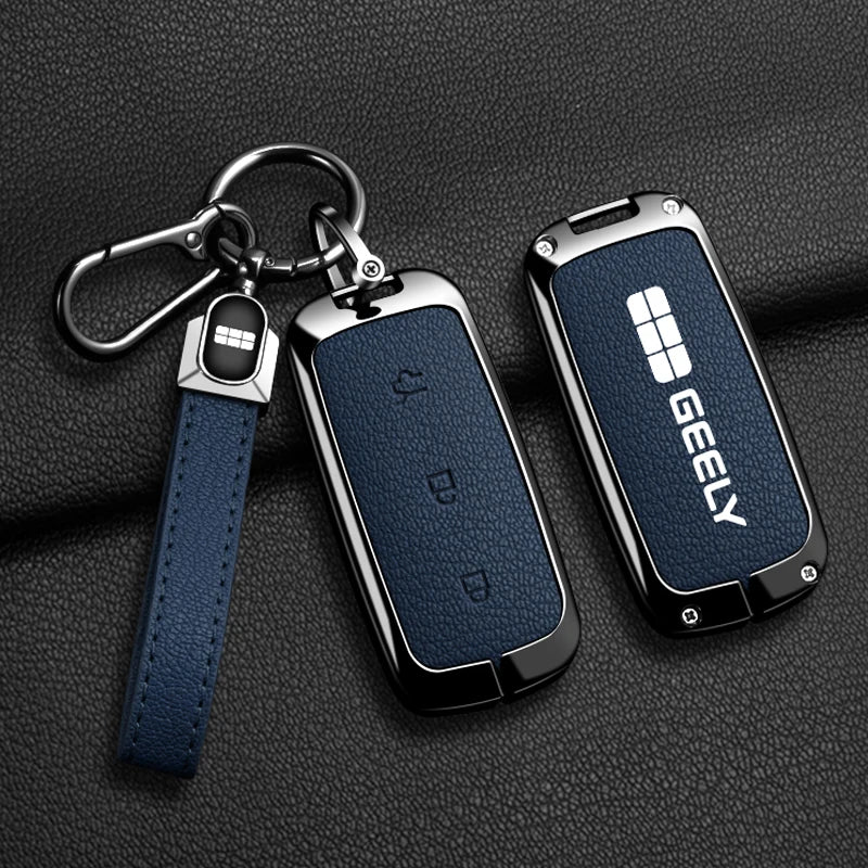 For Geely EX5 Metal Leather Car Key Case Full Cover Shell For Geely EX5 EM-i / ‌Starray EM-i / Galaxy L6/L7/E8/M9