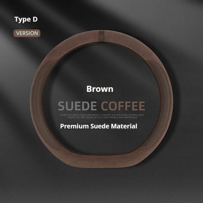 Steering Wheel Cover Suede D Shape Wine Red Four Seasons Breathable Non Slip Sweat Absorbent Comfortable Car Steering Protector