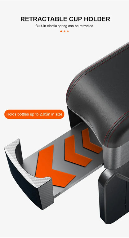 Car Armrest Box Center Console Storage Organizer Liftable Adjustable with Cup Holder Universal Fit Auto Interior Accessories