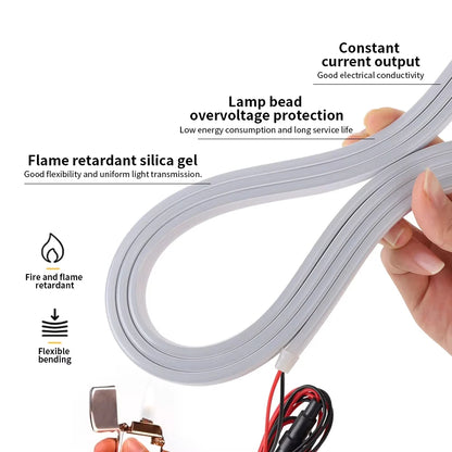 12V Car Trunk LED Strip High-Brightness 2/4M Interior Decoration Wiring Automatic Sensing Tailgate Light Strip Easy Installation