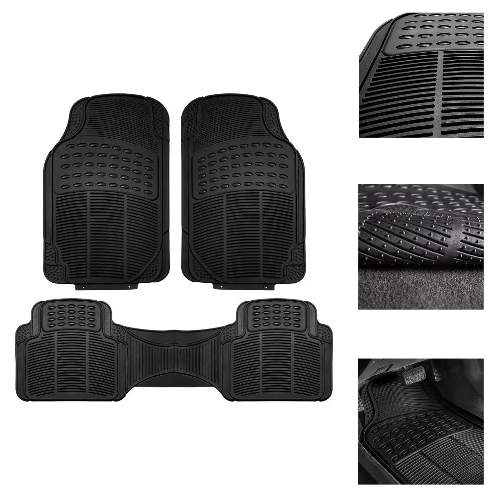 Car Floor Mats for All Weather Rubber 3pc Set Tactical Fit Heavy Duty Black Universal car floor mats Auto Accessories Tuning