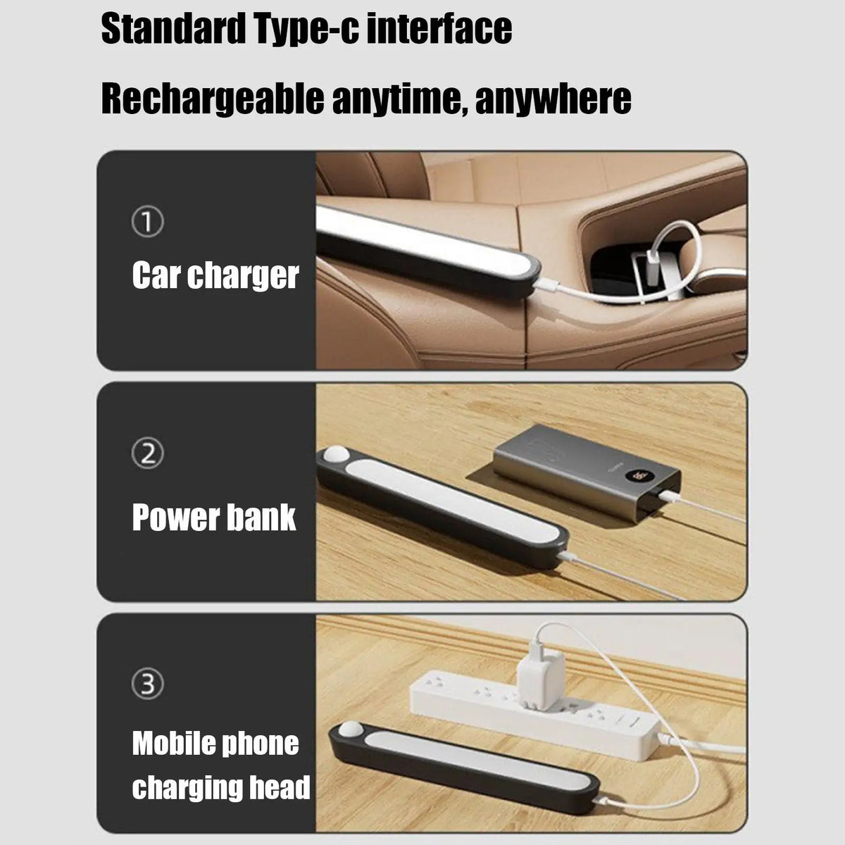 Trunk LED Light Strip Rechargeable Car Truck Lighting Interior Bars High Brightness Auto Ceiling Lamp USB Dome Lighting