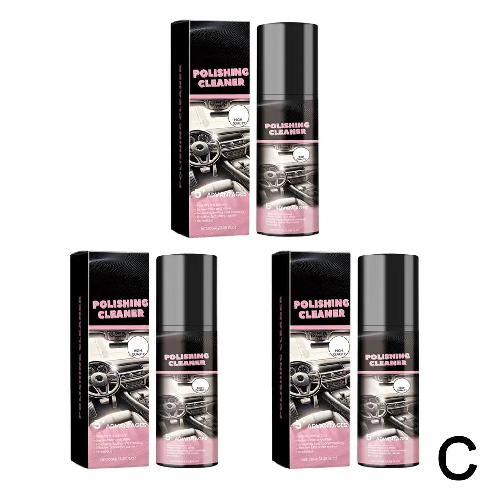 100ml Car Interior Polishing Cleaner Spray, Dashboard & Leather Restorer, UV Protection  Conditioner for Plastic, Vinyl & Rubber