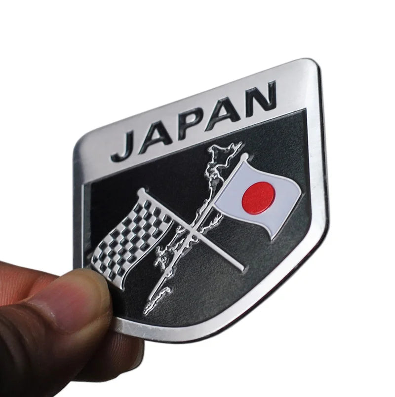 Japan Flag Shield Emblem Badge Car Sticker Japanese Flag Badge Body Bumper Styling Decor Sticker Badge Universal Car Accessories