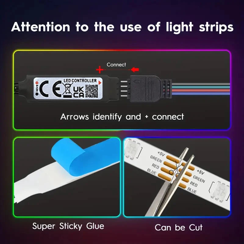 RGB LED Strip Lights with 44-Key Remote Control for Home Bedroom Party Decor TV Backlight Wall Room 1m 3m 5m 10m 20m 30m 40mTape