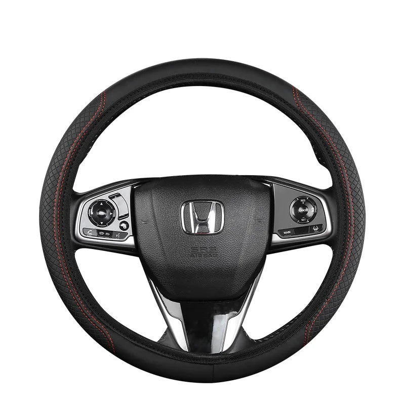 Steering Wheel Cover Breathable Leather Anti Slip PU Leather Steering Covers Universal 37-38cm Car Accessories