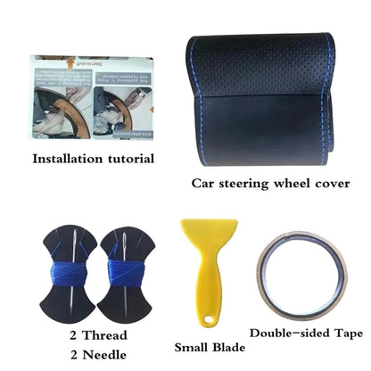 Steering Wheel Cover For Audi A2 8Z A3 8L Sportback A4 B6 Avant A6 C5 A8 D2 TT 8N S3 S4 RS 4 DIY Black PU Microfiber Leather
