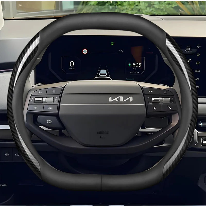 Leather car steering wheel cover suitable for Kia Sportage GT-Line RHD, K5 GT-Line RHD, EV6 RHD, EV9 RHD, Carnival RHD K4 RHD