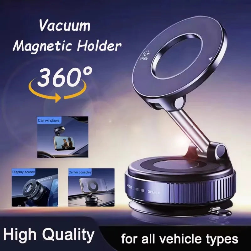 Vacuum Magnetic Car Phone Holder 360 ° Adjustable Suction Cup Holder Magnetic Car Phone Holder Pocket Sized Foldable Car Holder
