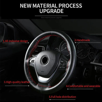 Genuine Leather Steering Wheel Cover For Car Braiding Steering Wheel Protector Covers Anti Scratch Steering Accessories