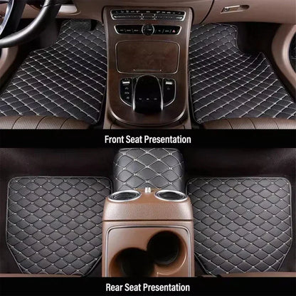 Car Floor Mats 4PCS Universal PU Leather Waterproof Auto Foot Pad Protector Carpet Front and Rear Mats Set Auto Accessories