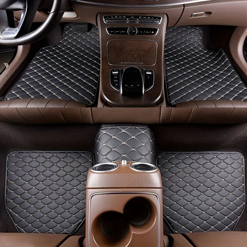 5 PCS PU Leather Car Floor Mats Waterproof and Dustproof Car Floor Mats Set Protective Mats Fashionable Car Interior Accessories