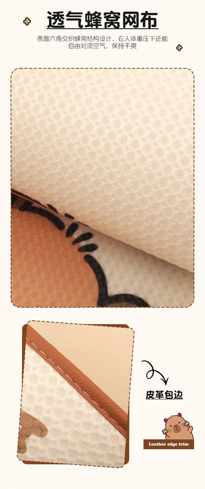 Universal Car Seat Covers Cute Capybara Design Comfortable Breathable Mesh Fabric Four Leaf Clover Pattern for All Seasons