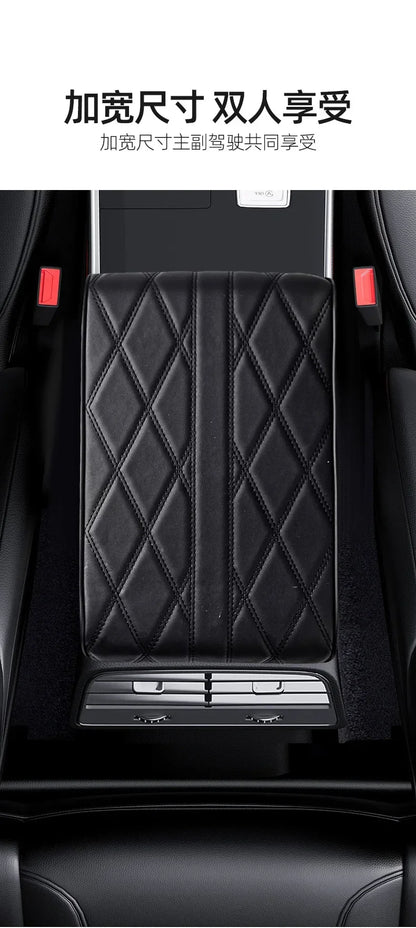 Car Armrest Mat Center Console Arm Rest Protection Cushion Wave Embroider PU Leather Auto Armrests Storage Box Cover Pad
