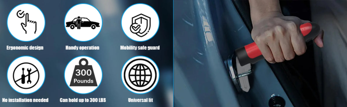 Car Door Assist Handle 2 in 1 Multifunction Vehicle Support Handles Window Breaker Portable Automotive Car Handle Assist
