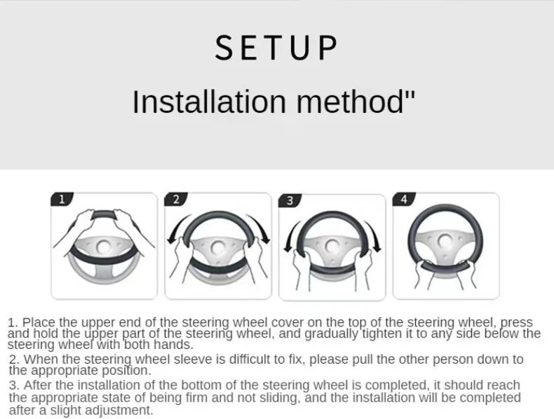 All Seasons Leather Diamond Steering Wheel Cover Universal Fit for 14 .5-15 Inch Durable Leather Cover Anti-Slip Veins Design