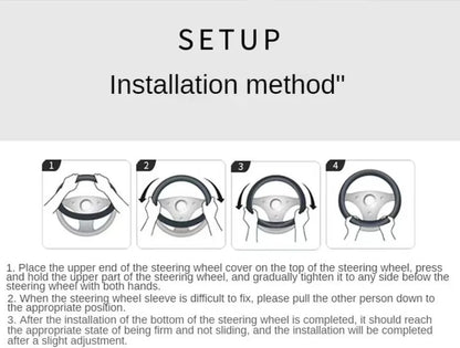 All Seasons Leather Diamond Steering Wheel Cover Universal Fit for 14 .5-15 Inch Durable Leather Cover Anti-Slip Veins Design