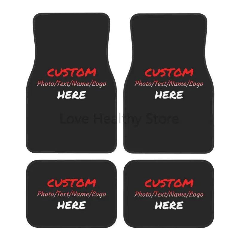Custom Car Floor Mat Personalized Fit Car Mats with Your Customized Image Name Text 4 Pieces Set Front & Rear Non Slip Foot Mats