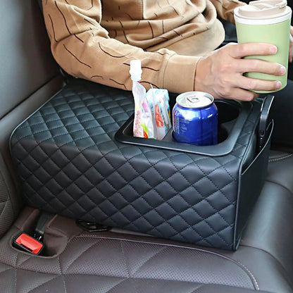 Armrest box booster pad Universal Rear Seat Armrest Console Box with Cup Holders Backseat Center Console with Double Pockets