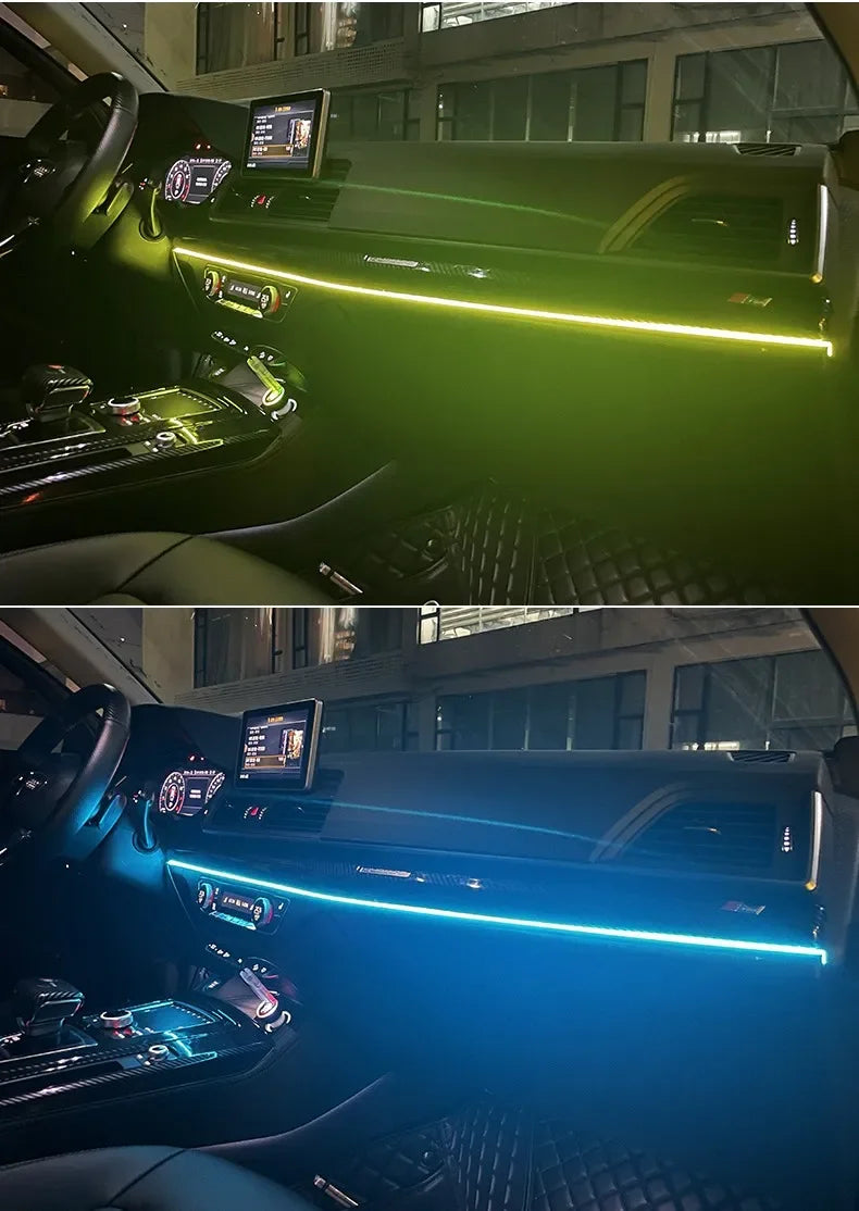 Colorful LED Car Interior Hidden App Remote Control Atmosphere Lamp USB Car Ambient Light Acrylic Strips Dashboard Lights RGB