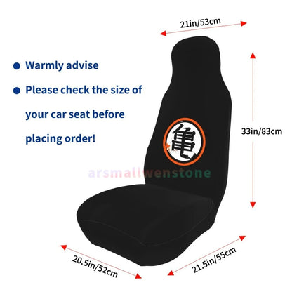 DBZ Kanji Car Seat Cover 2PCS Front Car Seat Cover Seat Anti Fouling Protective Cover Cute Car Accessories