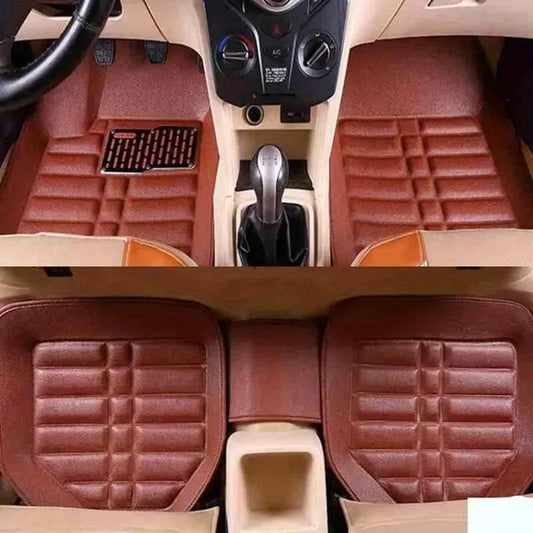 Universal PU Leather Car Floor Mats - 5-Piece Full Set Anti-Slip Vehicle Foot Rugs All-Weather Protection Fits Duster Tool Amagi