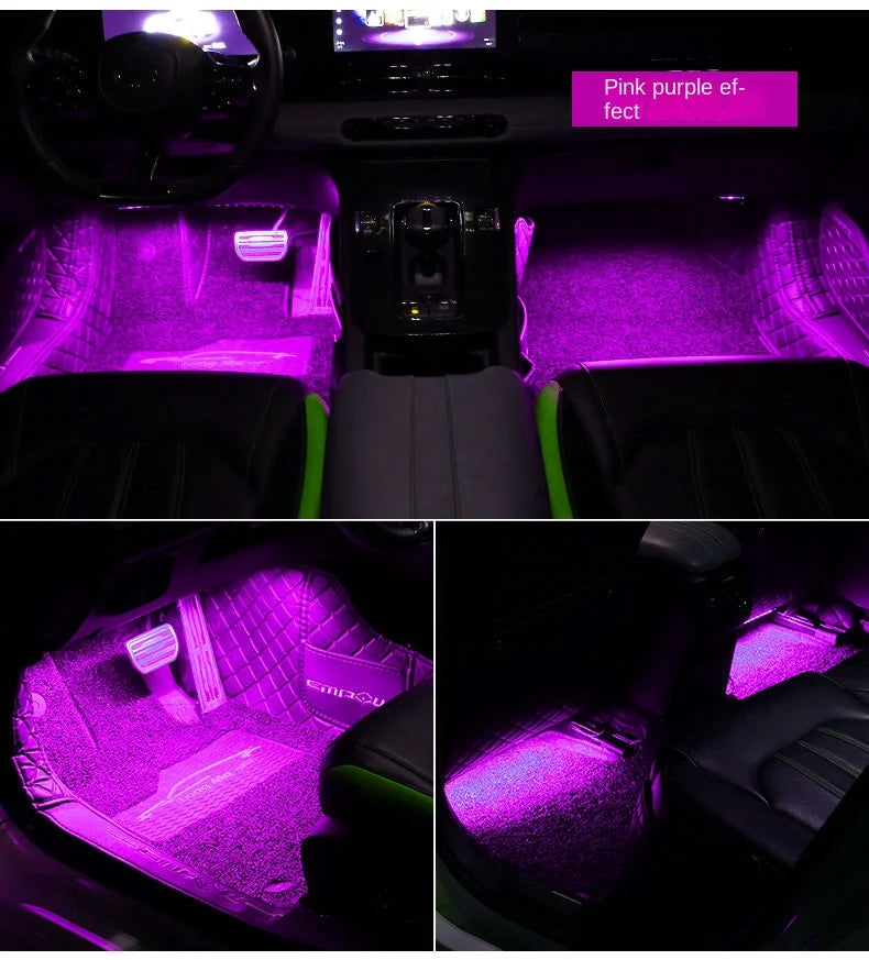 New Neon LED Car Interior Ambient Foot Strip Light Kit Accessories Backlight Remote App Music Control Auto RGB Decorative Lamps