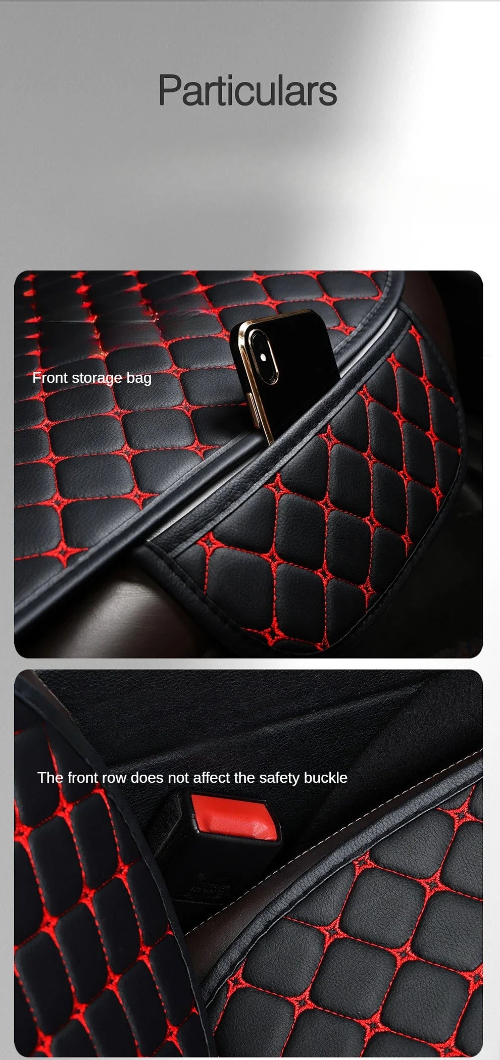 PU Leather Car Seat Cover Universal Minimalism Soft Seat Cushion Protective Cover with Storage Pocket Car Interior Accessories