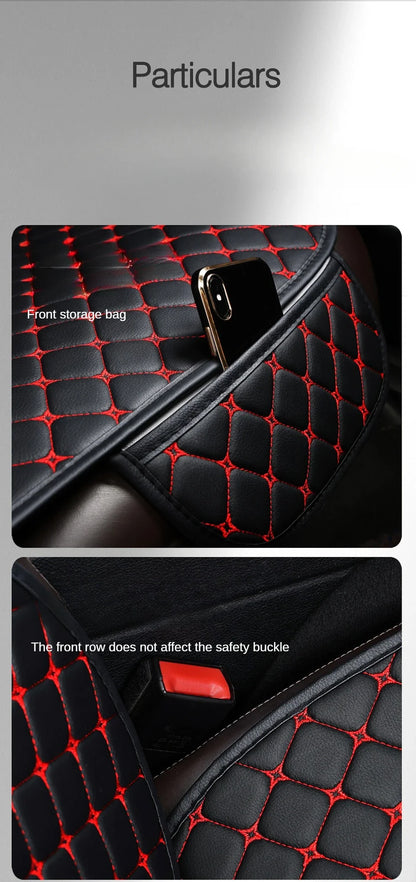 PU Leather Car Seat Cover Universal Minimalism Soft Seat Cushion Protective Cover with Storage Pocket Car Interior Accessories
