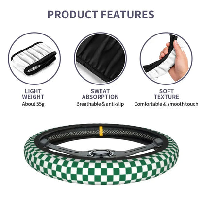 Ten color checkerboard pattern car steering wheel cover Universal 15-inch steering wheel cover
