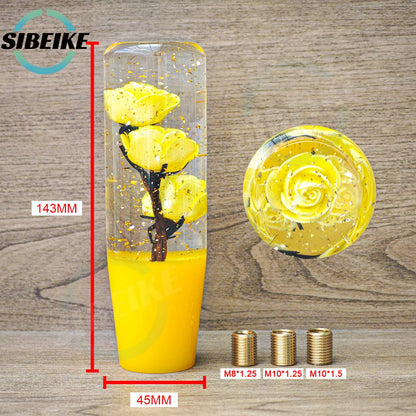 15CM Universal Transparent Flower Gear Shift Knob Car Manual Shifter Head Shift Knob Stick