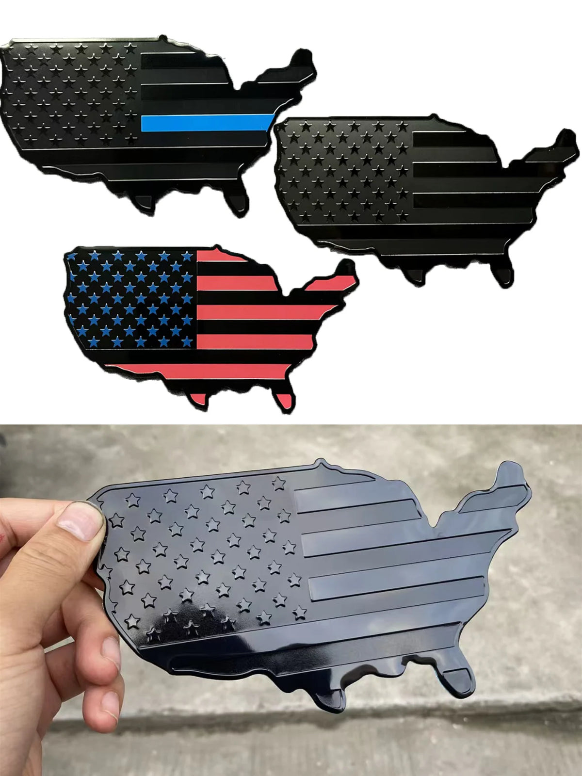 USA Emblems Flag Map Car Sticker, Car Trunk Aluminum Emblem Badge Decal Sticker For Cars Motorcycles Bikes