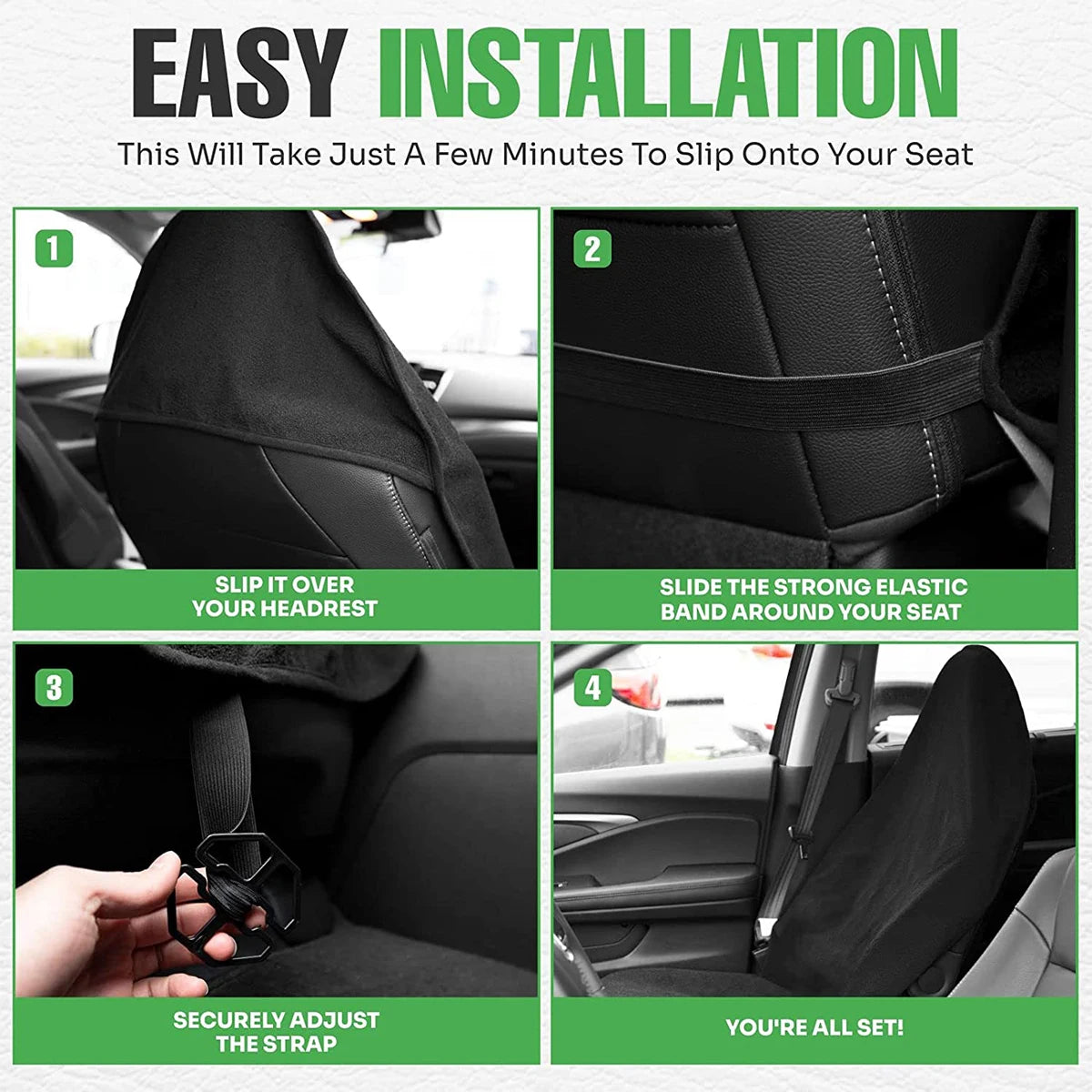 1Pcs Car Seat Cover Universal Auto Breathable Cushion Waterproof Towel Cloth Car Seat Protector with Adjustable Elastic Strap