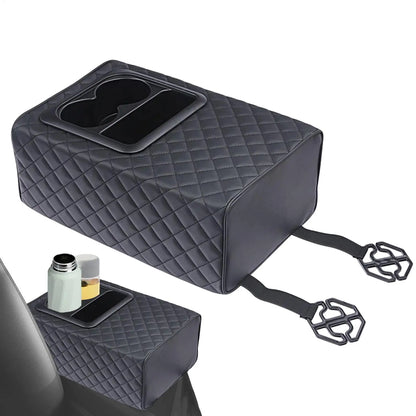 Armrest box booster pad Universal Rear Seat Armrest Console Box with Cup Holders Backseat Center Console with Double Pockets