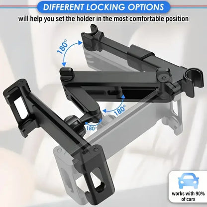 Universal Car Headrest Tablet Mount for IPads, and Cell Phones - Hands-Free Entertainment for Backseat Passengers