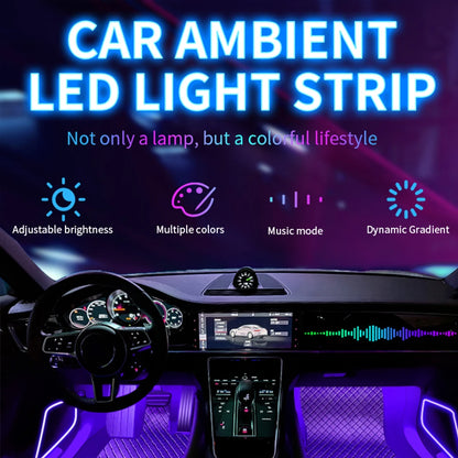 Car Interior Ambient Light Kit RGB LED Foot Strip Light Music Sync with App Remote Music Control Cig/USB Auto Decorative Lamps