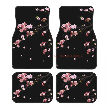 Japanese Sakura Branch 4PCS Crystal Velvet Car Floor Mats Set of Four Anti Fouling Car Mats Carpet Anti Slip Car Floor Mats