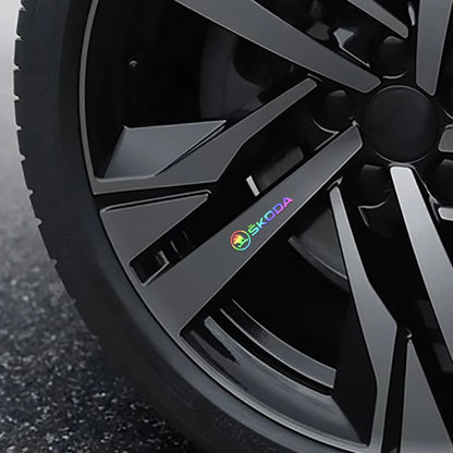 4PCS Car Emblem Exterior Sticker Decal Decoration For Skoda Octavia Rapid Fabia Superb Kodiaq Scala Karoq Kamiq VRS Yeti S VII