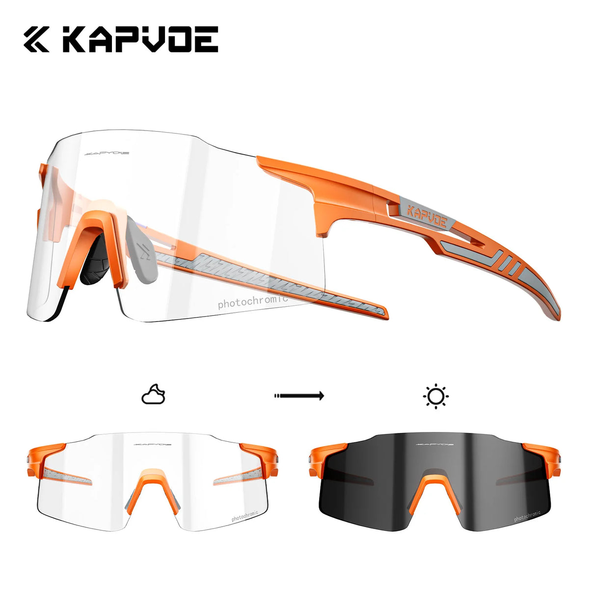 Kapvoe 2026 Photochromic Cycling Sunglasses Rimless Men Running Outdoor Sports Bike Glasses MTB Glasses Eyewear Bicycle Goggles