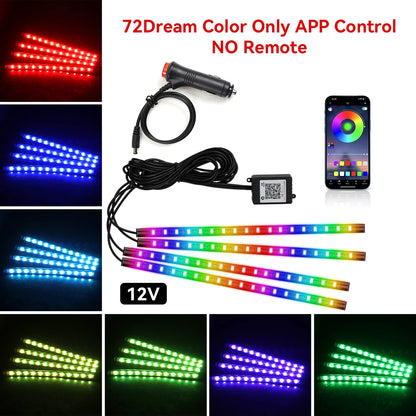 Car Interior Ambient Light Kit RGB LED Foot Strip Light Music Sync with App Remote Music Control Cig/USB Auto Decorative Lamps