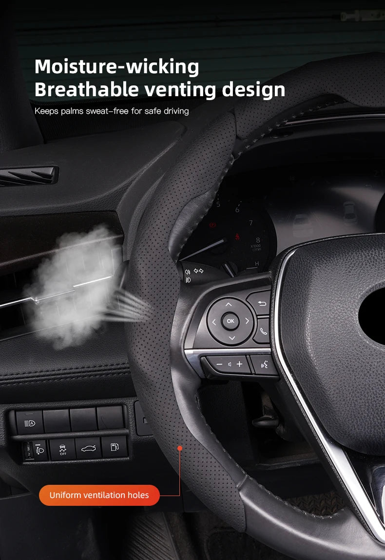 Sporty Steering Wheel Cover Advanced Leather Anti-Slip For Smart EQ Fortwo Forfour 453 451 452 450 454 Roadster Forjeremy