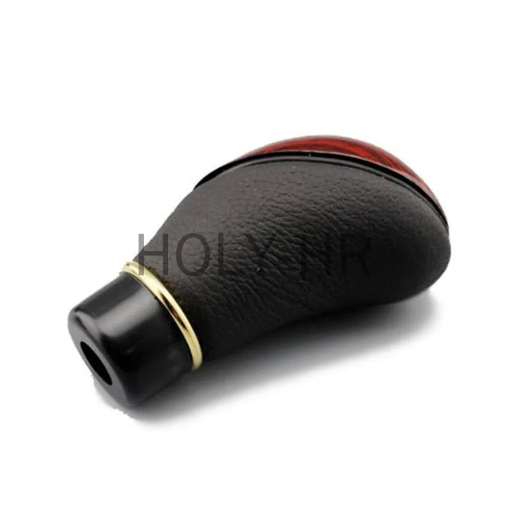 Universal shift knob, 5-speed lever, manual shift knob, car interior made of wood PU leather for cars and trucks