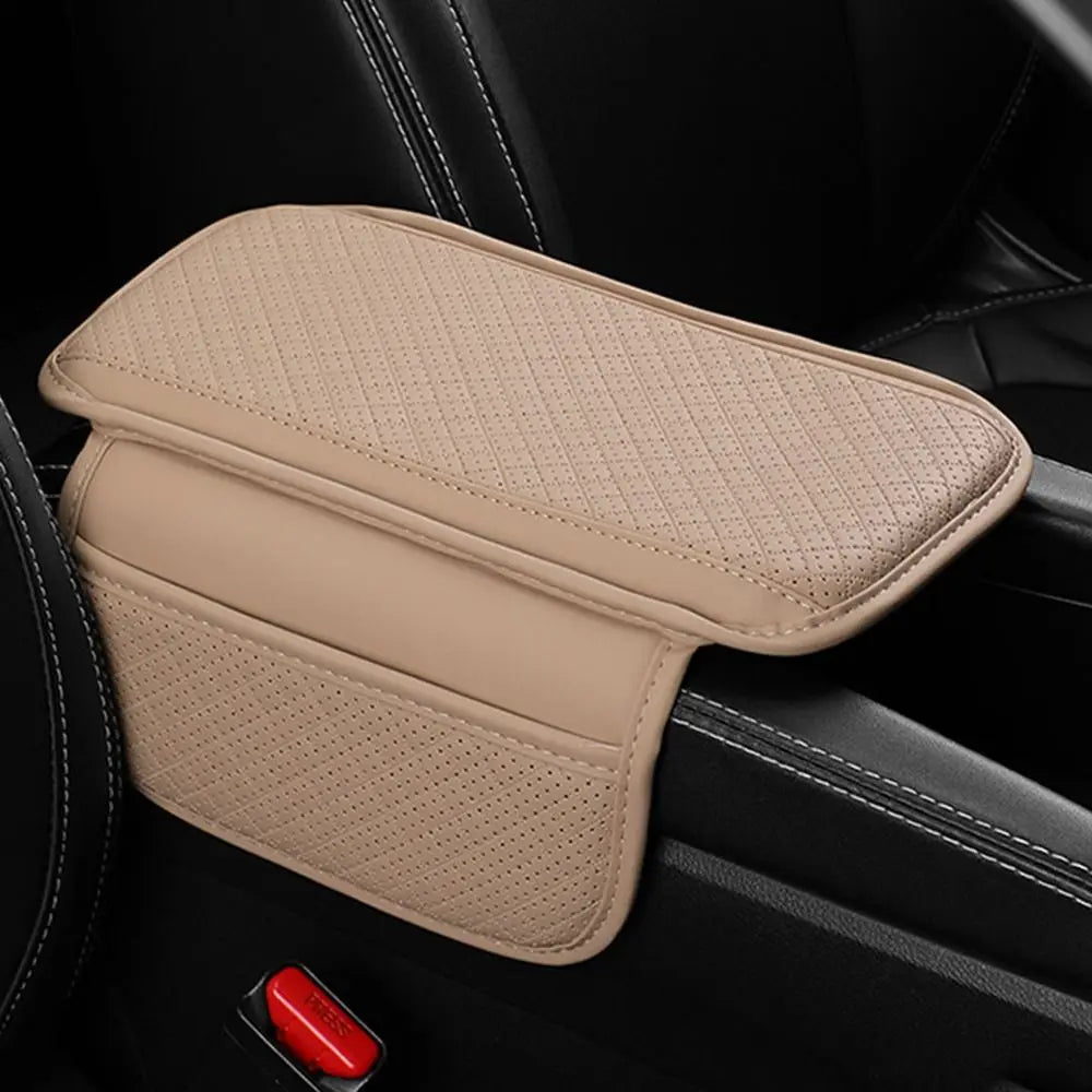 Universal Auto Armrest Pad PU Leather Durable Center Console Cushion with Storage Pocket Waterproof Car Armrest Cover Vehicle
