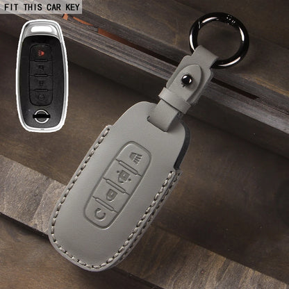 Leather Car Key Case Cover for Nissan Juke 2023 X-trail T33 Qasqhai J12 2022 Ariya Altima Teana2 3 4 5 Buttons