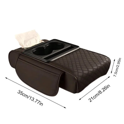 Universal car center console armrest box with dual cup holders, heightening pad, high comfort, easy to install.
